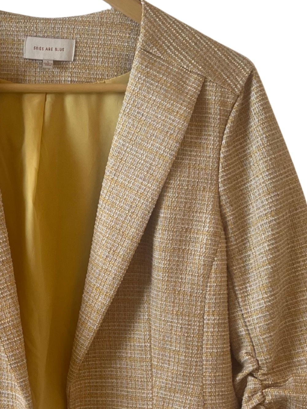 Skies Are Blue Yellow Tweed Open-Front Blazer | Size Large - Picture 4 of 7